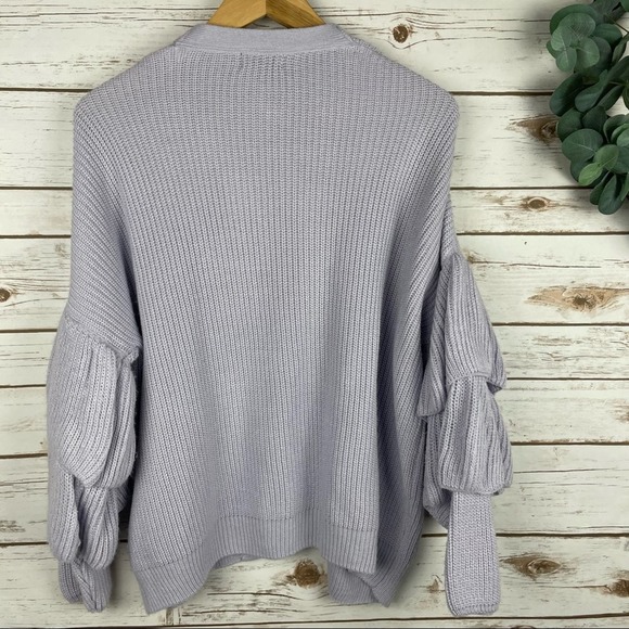 TOPSHOP Open Front Lilac Knit Cardigan Tiered Ruffle Sleeves size 6 - Picture 3 of 8